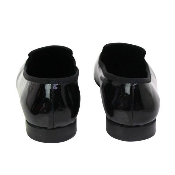 CELINE PATENT BLACK GENUINE LEATHER LOW HEEL ROUND TOE SLIP ON LOAFER SHOES 38 - Picture 4 of 10